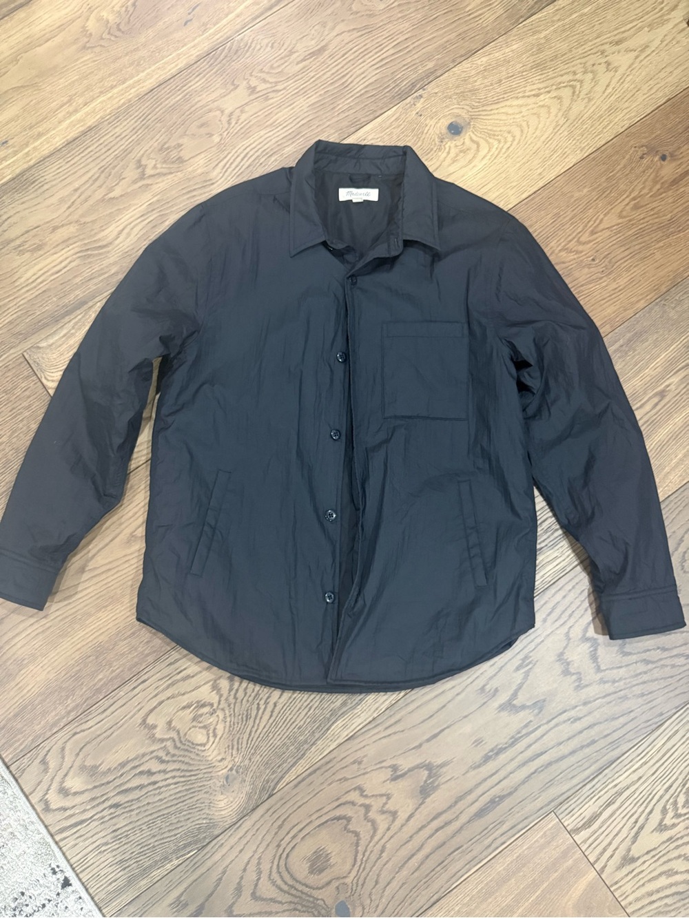 Madewell Men's Lightweight Black Button-Front Shirt Jacket